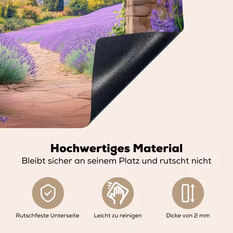 Doorkijk - Lavendel - Bloemen - Paars - Poort Inductie beschemer met haakjes middel -ky-onderkant-de
