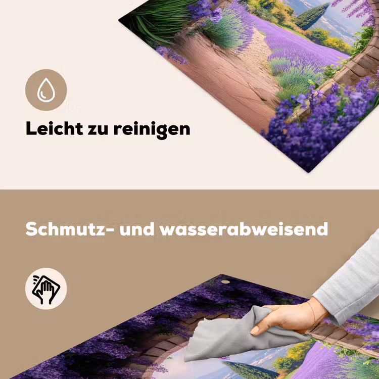 Doorkijk - Lavendel - Bloemen - Paars - Poort Inductie beschemer met haakjes middel -ky-schoon-de