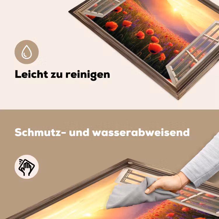 Doorkijk - Klaprozen - Bloemen - Rood - Open raam Inductie beschemer met haakjes klein -ky-schoon-de