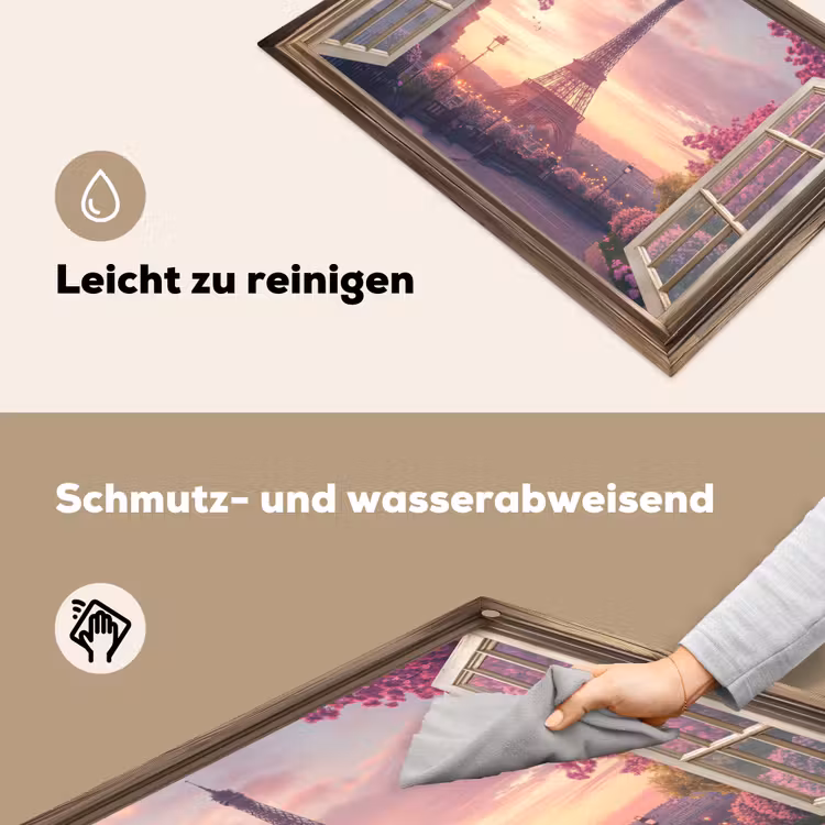 Doorkijk - Parijs - Eiffeltoren - Roze - Kersenbloesem Inductie beschemer met haakjes klein -ky-schoon-de