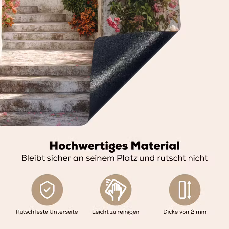 Doorkijk - Rozen - Vintage - Poort Inductie beschemer met haakjes middel -ky-onderkant-de