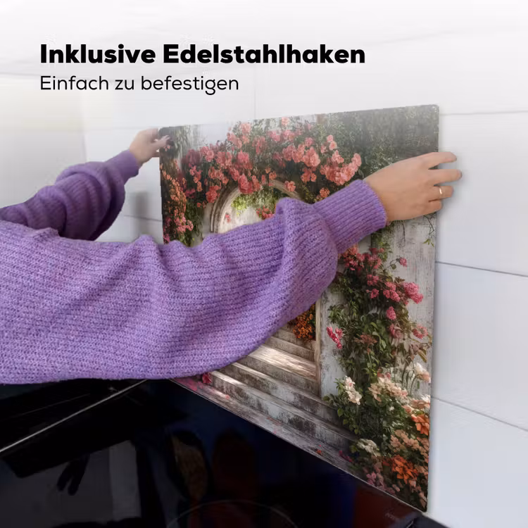 Doorkijk - Rozen - Vintage - Poort Inductie beschemer met haakjes middel -ky-ophangen-de
