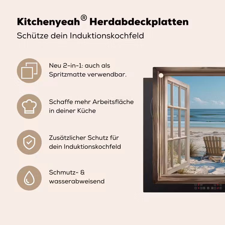 Doorkijk - Strandstoelen - Duinen - Zee - Natuur Inductie beschemer met haakjes klein -ky-usp-de