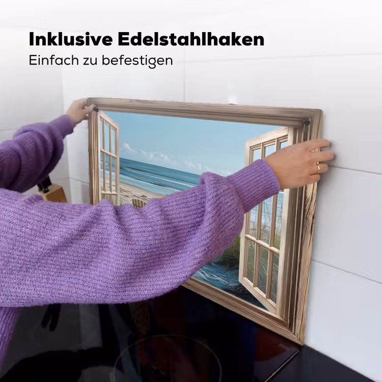 Doorkijk - Strandstoelen - Duinen - Zee - Natuur Inductie beschemer met haakjes klein -ky-ophangen-de