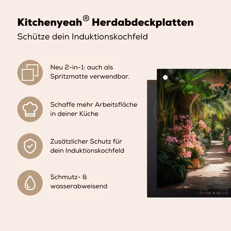 Doorkijk - Tropisch - Bloemen - Natuur Inductie beschemer met haakjes middel -ky-usp-de