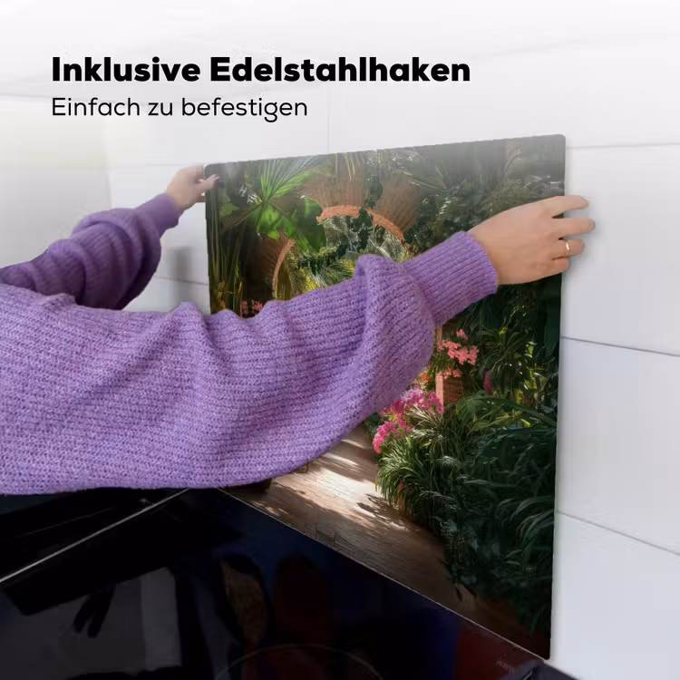 Doorkijk - Tropisch - Bloemen - Natuur Inductie beschemer met haakjes middel -ky-ophangen-de
