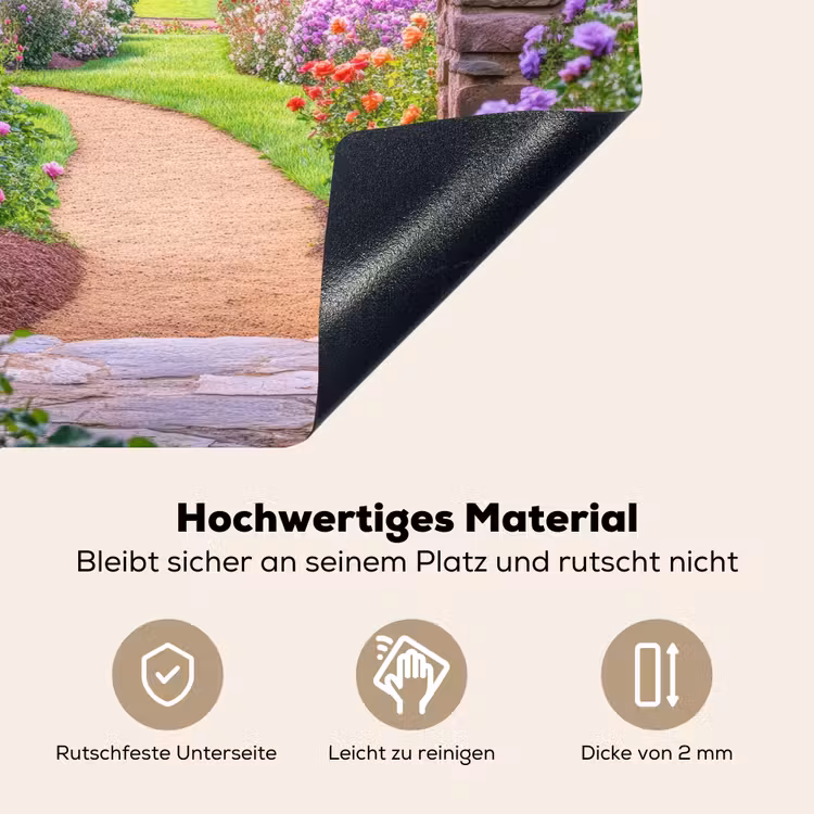 Doorkijk - Poort - Bloemen - Tuin Inductie beschemer met haakjes middel -ky-onderkant-de