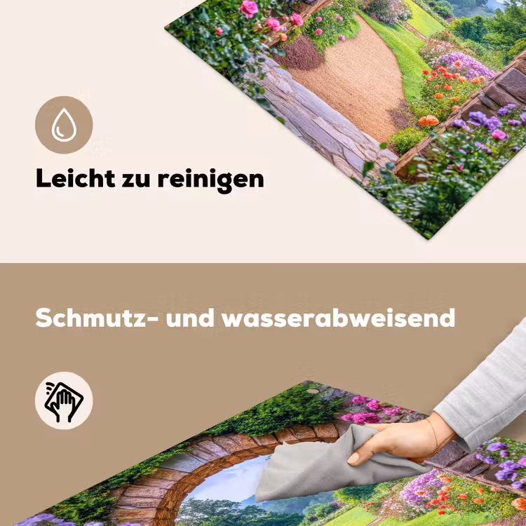 Doorkijk - Poort - Bloemen - Tuin Inductie beschemer met haakjes middel -ky-schoon-de