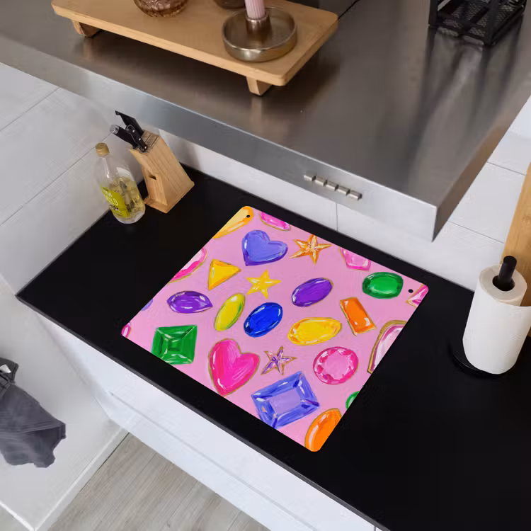 Edelstenen - Vormen - Hartje - Kleurrijk Inductie beschemer met haakjes middel -sfeer1