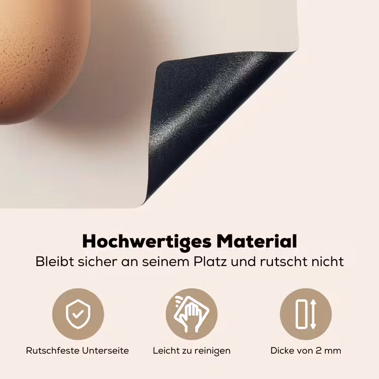 Ei - Beige - Ovaal - Egaal Inductie beschemer met haakjes klein -ky-onderkant-de
