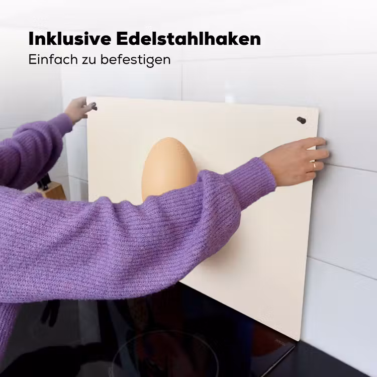 Ei - Beige - Ovaal - Egaal Inductie beschemer met haakjes klein -ky-ophangen-de