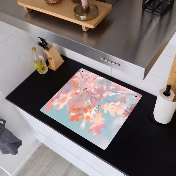 Eikenbladeren - Takken - Roze Inductie beschemer met haakjes middel -sfeer1