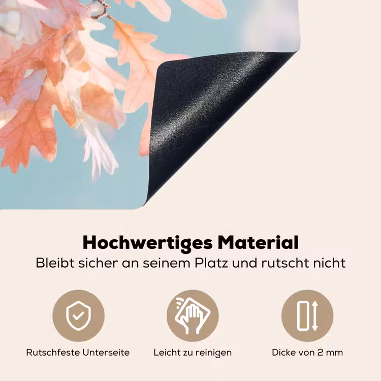 Eikenbladeren - Takken - Roze Inductie beschemer met haakjes middel -ky-onderkant-de