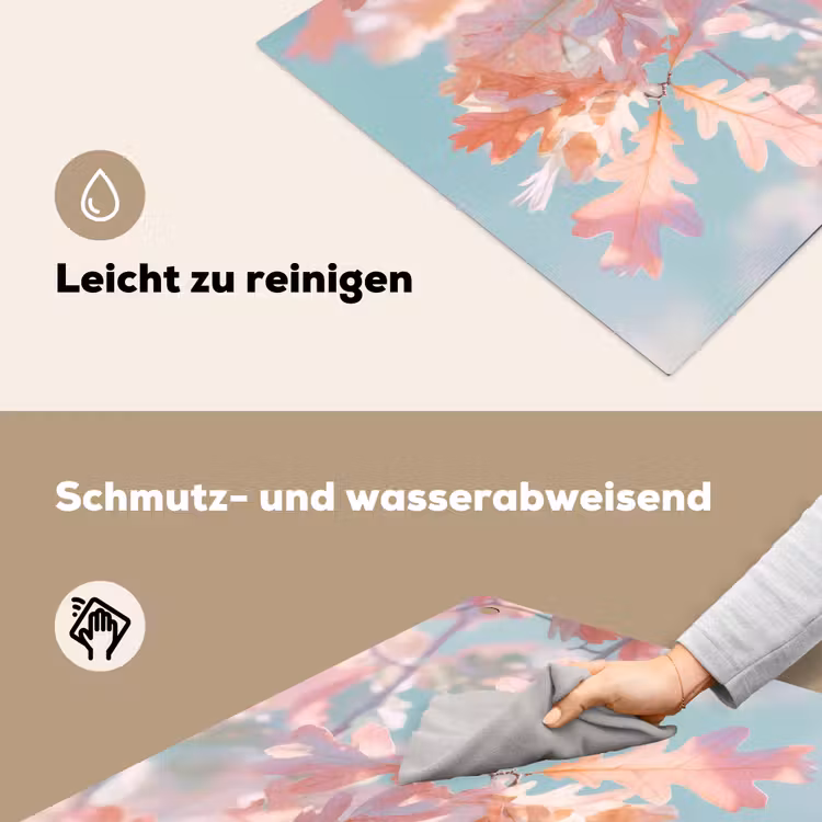 Eikenbladeren - Takken - Roze Inductie beschemer met haakjes middel -ky-schoon-de