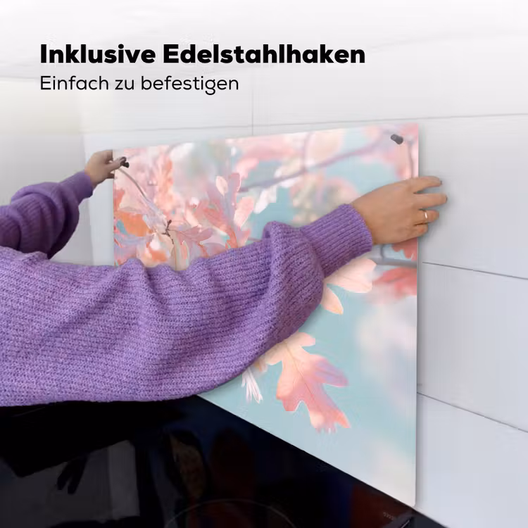 Eikenbladeren - Takken - Roze Inductie beschemer met haakjes middel -ky-ophangen-de