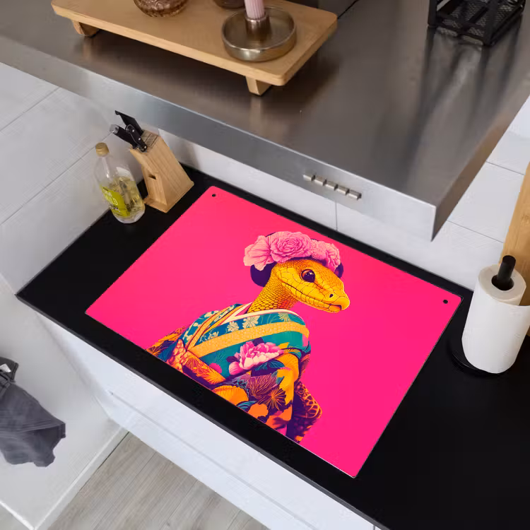 Hagedis - Bloemen - Roze - Kimono Inductie beschemer met haakjes klein -sfeer1