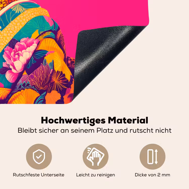 Hagedis - Bloemen - Roze - Kimono Inductie beschemer met haakjes klein -ky-onderkant-de