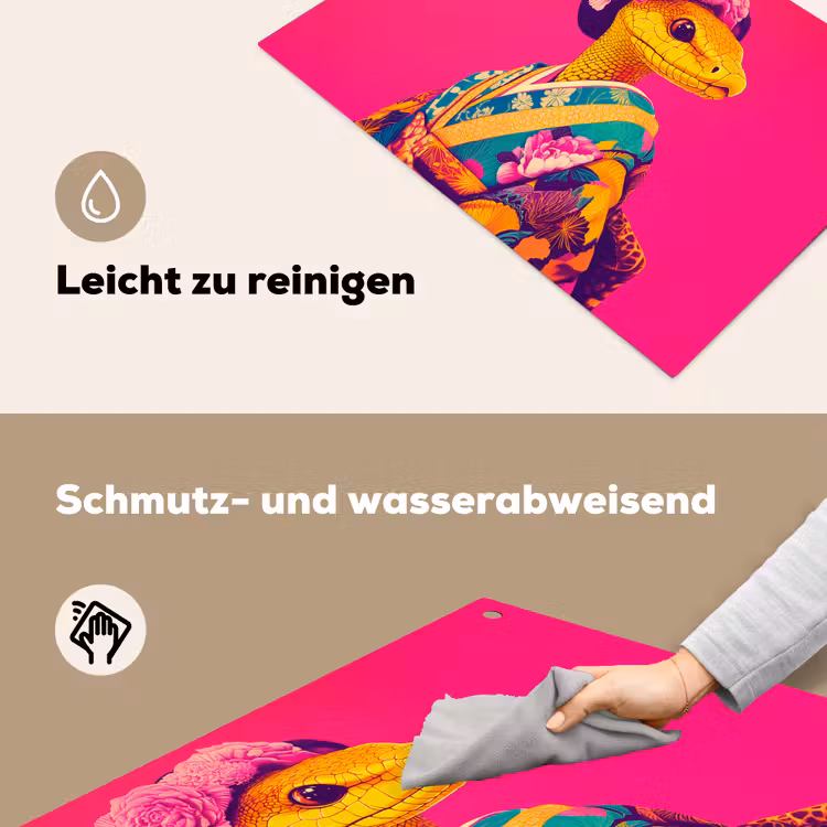 Hagedis - Bloemen - Roze - Kimono Inductie beschemer met haakjes klein -ky-schoon-de