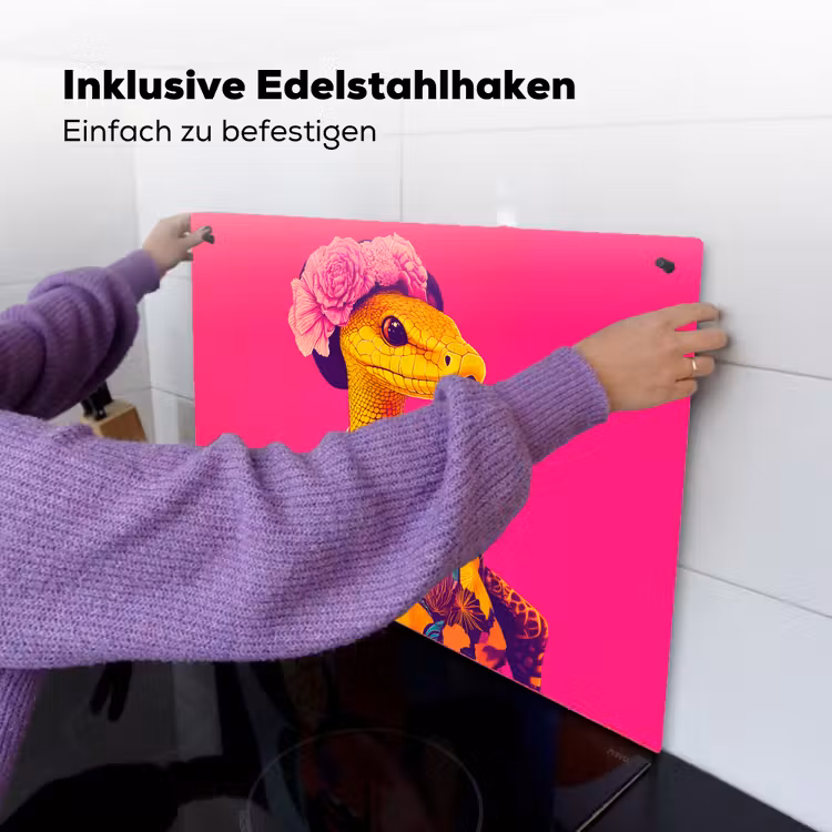 Hagedis - Bloemen - Roze - Kimono Inductie beschemer met haakjes klein -ky-ophangen-de