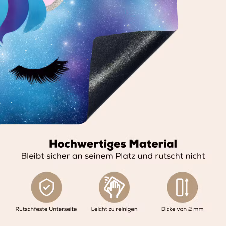 Eenhoorn - Sterren - Blauw Inductie beschemer met haakjes klein -ky-onderkant-de