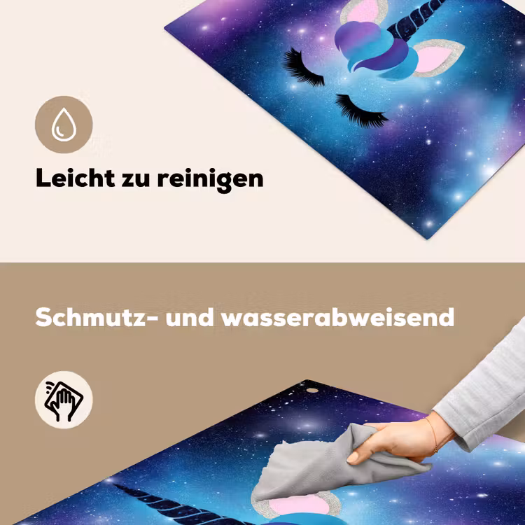 Eenhoorn - Sterren - Blauw Inductie beschemer met haakjes klein -ky-schoon-de
