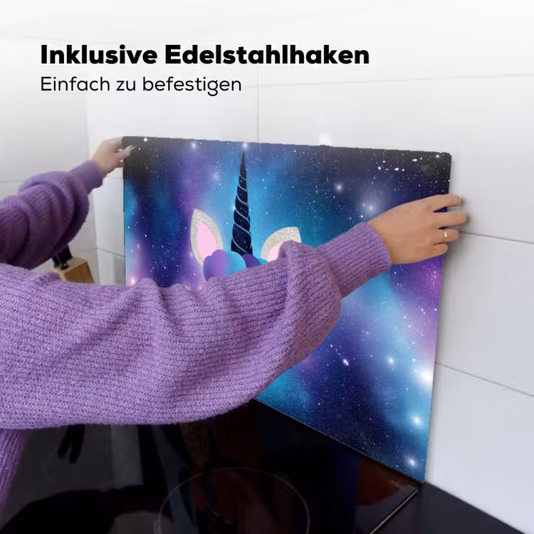 Eenhoorn - Sterren - Blauw Inductie beschemer met haakjes klein -ky-ophangen-de