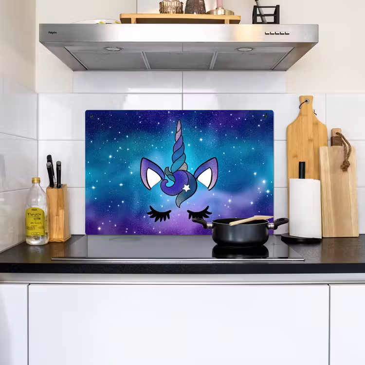 Eenhoorn - Sterrenhemel - Ster - Blauw Inductie beschemer met haakjes klein -sfeer2