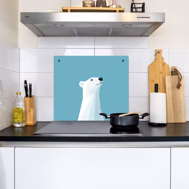 Ijsbeer - Lichtblauw - Minimalistisch Inductie beschemer met haakjes middel -sfeer2