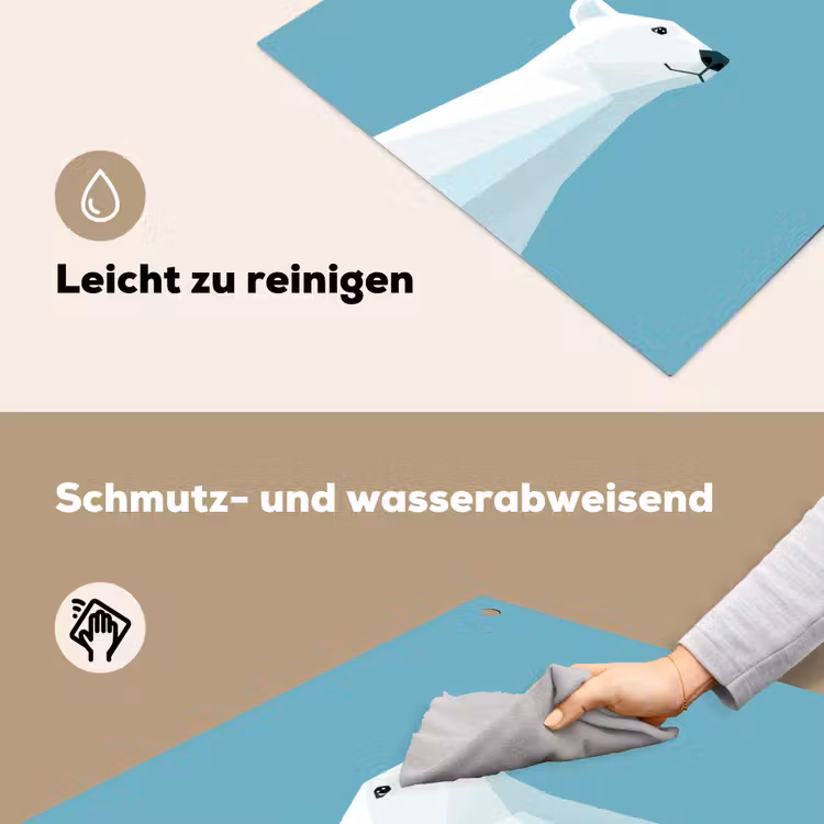 Ijsbeer - Lichtblauw - Minimalistisch Inductie beschemer met haakjes middel -ky-schoon-de