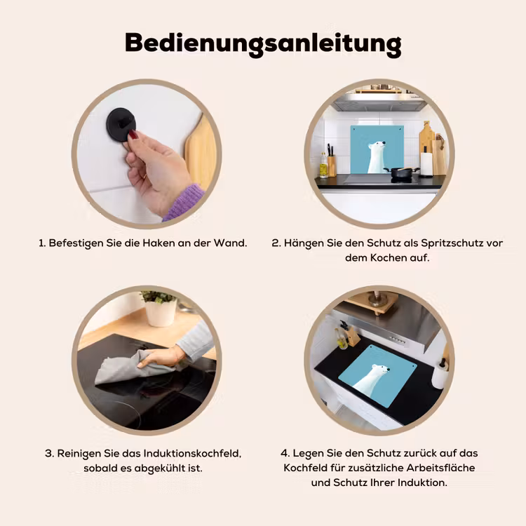 Ijsbeer - Lichtblauw - Minimalistisch Inductie beschemer met haakjes middel -ky-gebruik-de