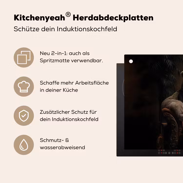 Ijsbeer - Hoed - Bril - Stoel Inductie beschemer met haakjes klein -ky-usp-de