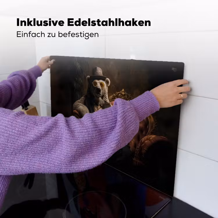 Ijsbeer - Hoed - Bril - Stoel Inductie beschemer met haakjes klein -ky-ophangen-de