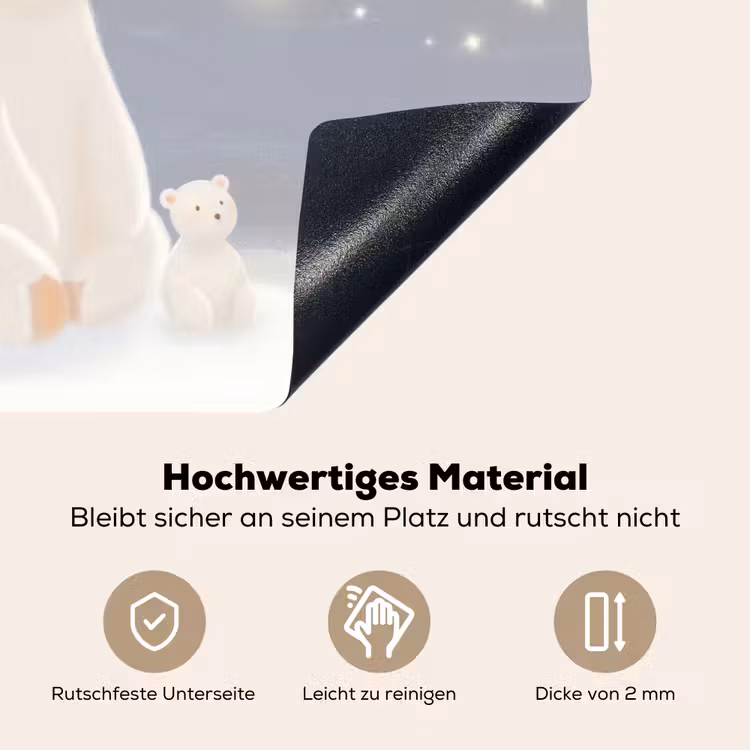 Ijsbeer - Sneeuw - Sterren - Blauw Inductie beschemer met haakjes middel -ky-onderkant-de