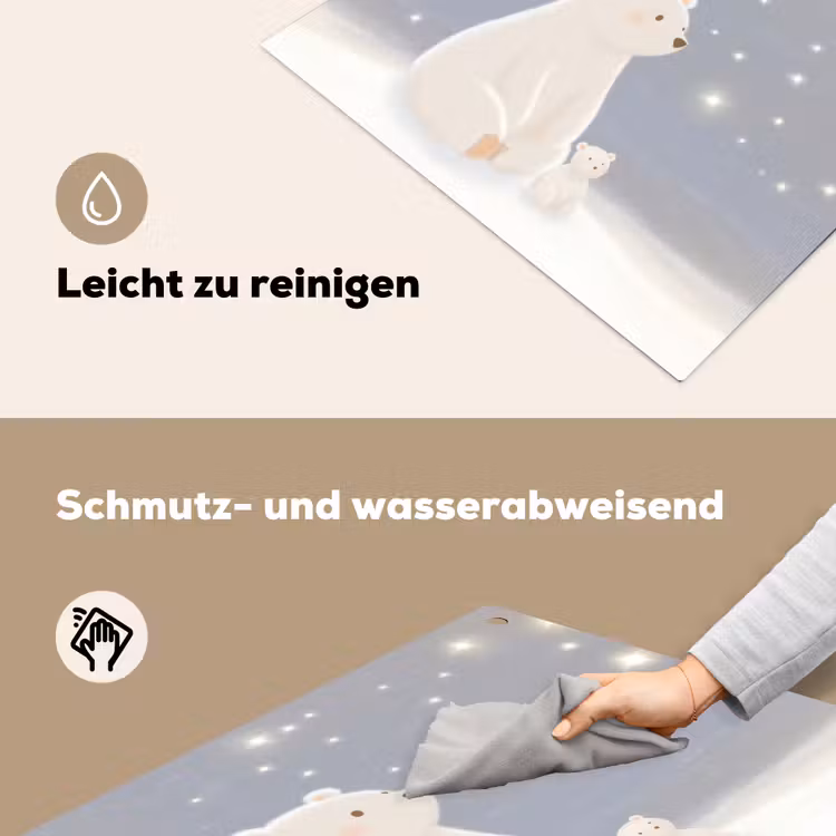 Ijsbeer - Sneeuw - Sterren - Blauw Inductie beschemer met haakjes middel -ky-schoon-de