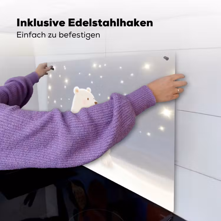 Ijsbeer - Sneeuw - Sterren - Blauw Inductie beschemer met haakjes middel -ky-ophangen-de