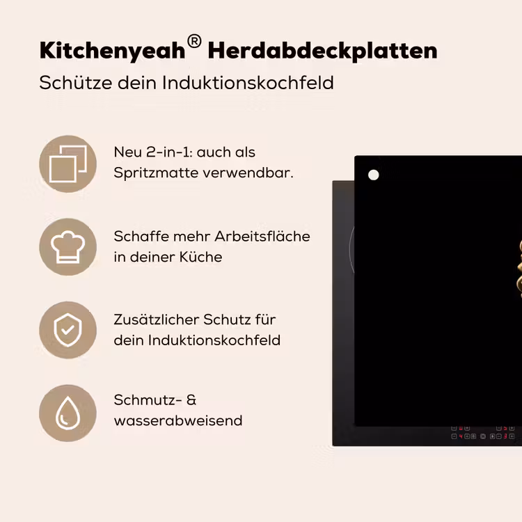 Ijs - Goud - Zwart - Eten Inductie beschemer met haakjes klein -ky-usp-de