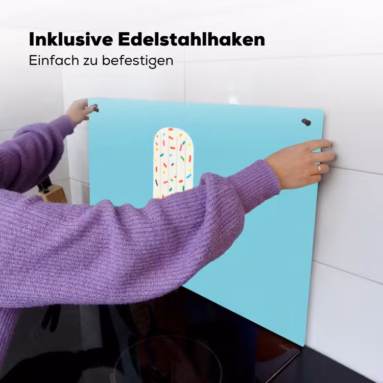 Ijsje - Stokje - Sprinkles - Lichtblauw Inductie beschemer met haakjes klein -ky-ophangen-de