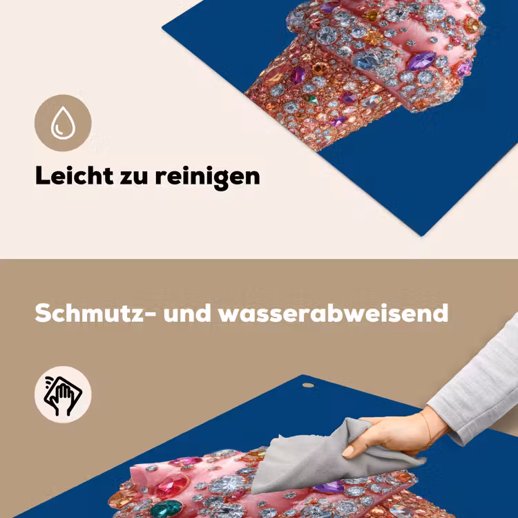 Ijsje - Hoorntje - Steentjes - Blauw Inductie beschemer met haakjes middel -ky-schoon-de
