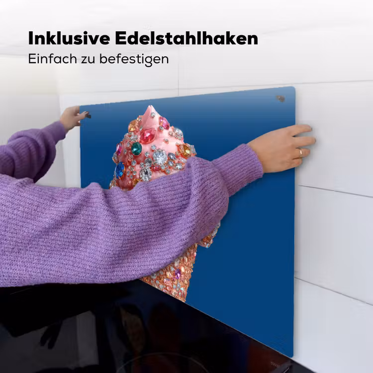 Ijsje - Hoorntje - Steentjes - Blauw Inductie beschemer met haakjes middel -ky-ophangen-de