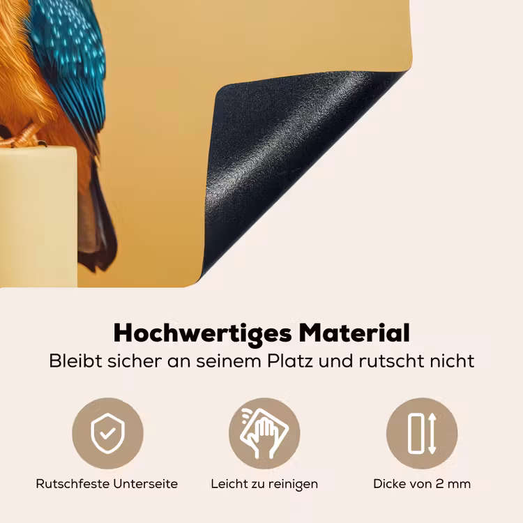 Ijsvogel - Pilaar - Koksmuts - Vogel Inductie beschemer met haakjes klein -ky-onderkant-de