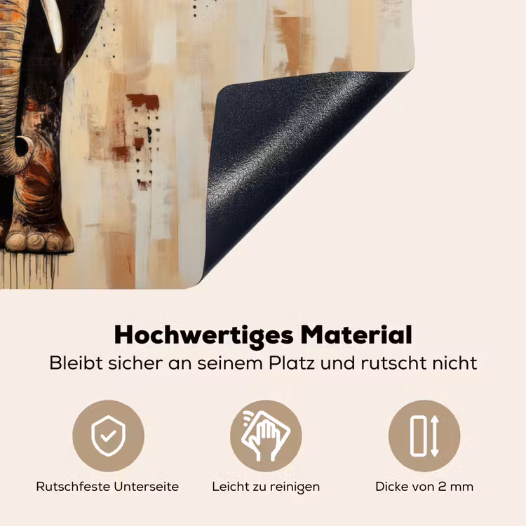 Olifant - Slurf - Mozaïek - Abstract Inductie beschemer met haakjes klein -ky-onderkant-de