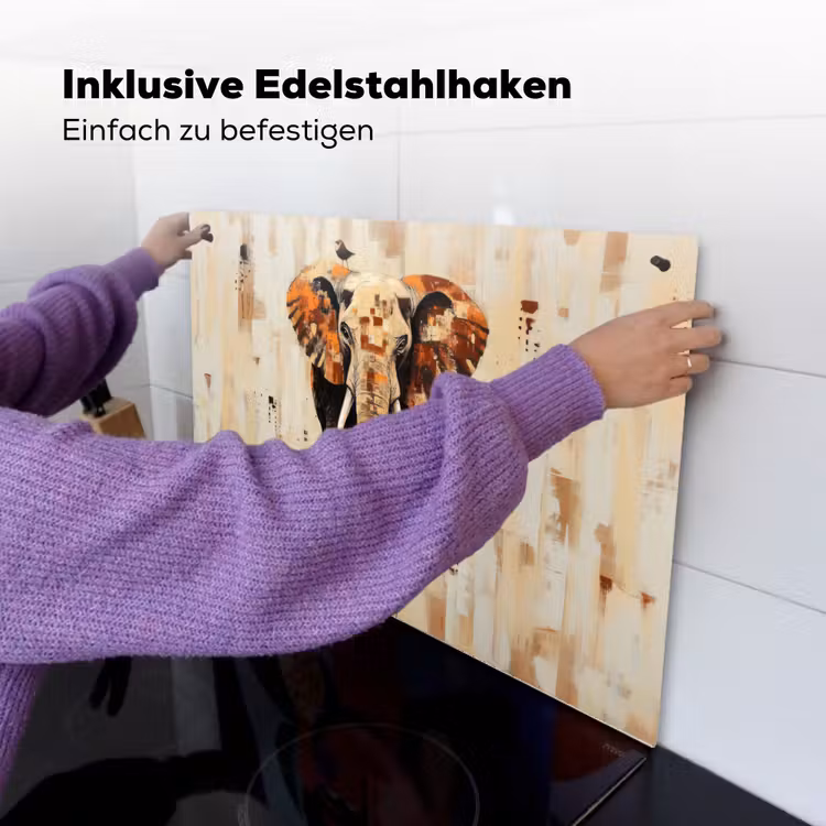 Olifant - Slurf - Mozaïek - Abstract Inductie beschemer met haakjes klein -ky-ophangen-de