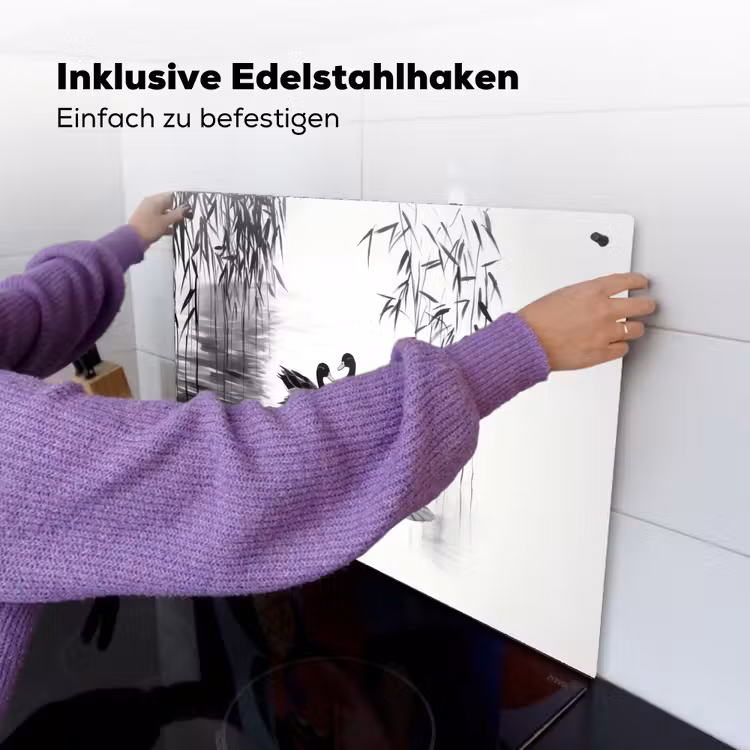 Eenden - Waterlelies - Riet - Zwart Inductie beschemer met haakjes klein -ky-ophangen-de