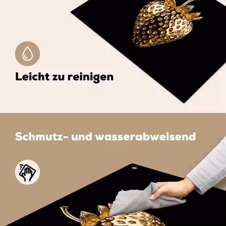 Aardbei - Goud - Zwart - Chrome Inductie beschemer met haakjes klein -ky-schoon-de
