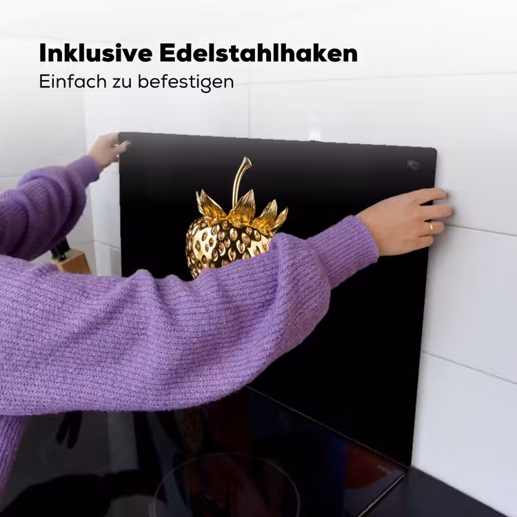 Aardbei - Goud - Zwart - Chrome Inductie beschemer met haakjes klein -ky-ophangen-de