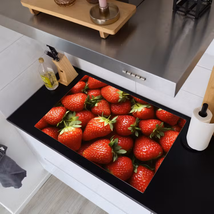 Aardbei - Fruit - Rood Inductie beschemer met haakjes klein -sfeer1