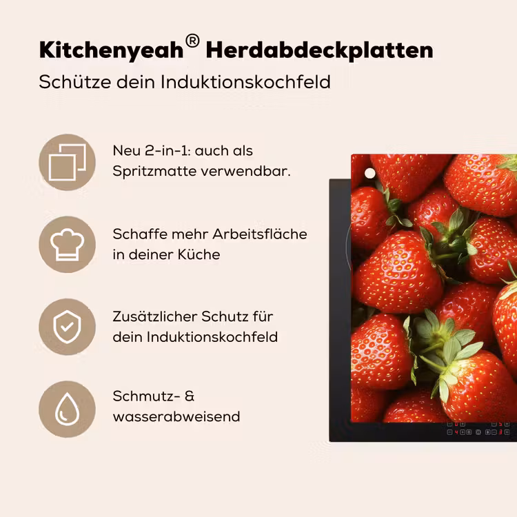 Aardbei - Fruit - Rood Inductie beschemer met haakjes klein -ky-usp-de