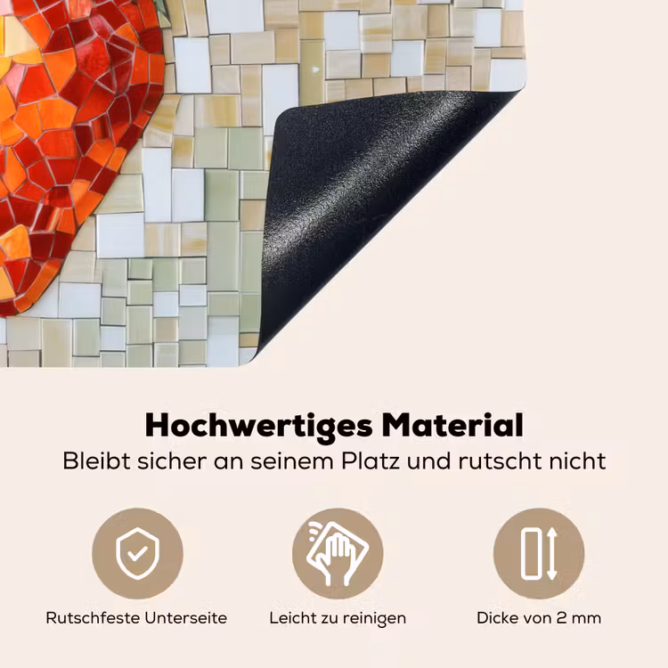 Aardbei - Rood - Mozaïek - Fruit Inductie beschemer met haakjes klein -ky-onderkant-de