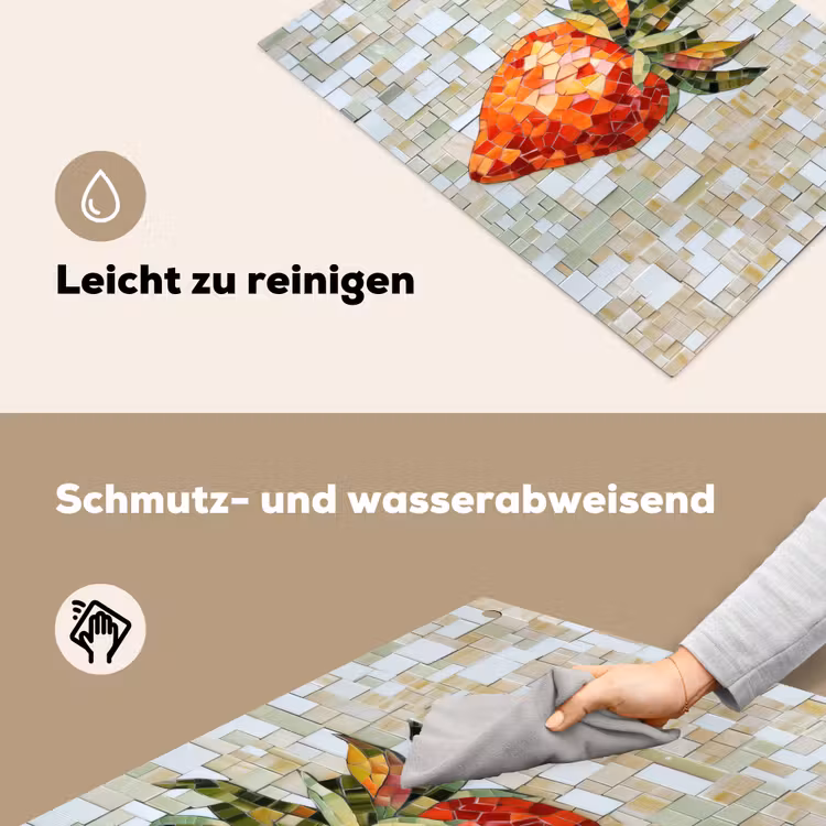 Aardbei - Rood - Mozaïek - Fruit Inductie beschemer met haakjes klein -ky-schoon-de