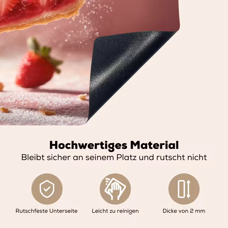 Aardbei - Taart- Eten - Roze Inductie beschemer met haakjes klein -ky-onderkant-de